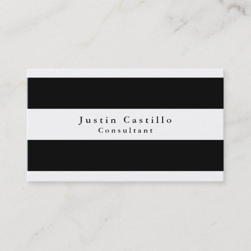Simple Plain Elegant Black White Striped Modern Business Card