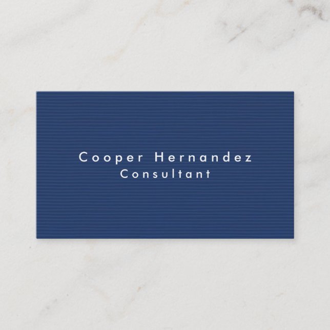 Simple Plain Elegant Blue Minimalist Professional Business Card (Front)