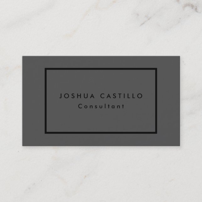 Simple Plain Elegant Gray Black Modern Business Card (Front)