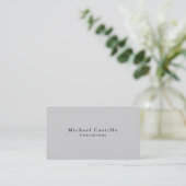Simple Plain Elegant Gray Modern Business Card (Standing Front)
