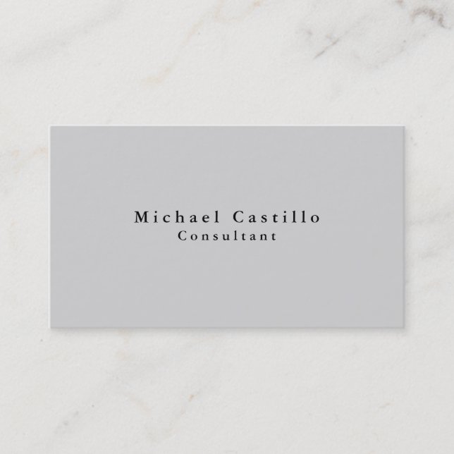 Simple Plain Elegant Gray Modern Business Card (Front)