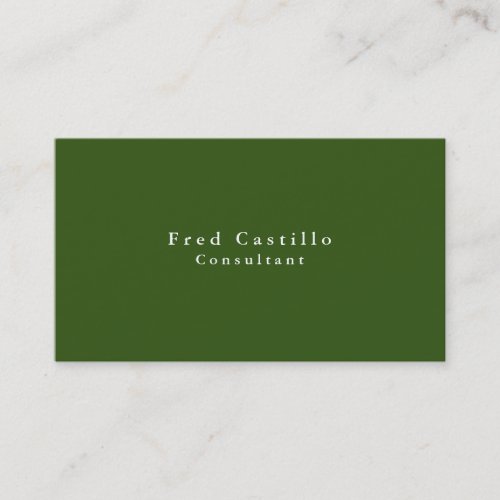 Simple Plain Elegant Green White Modern Business Card