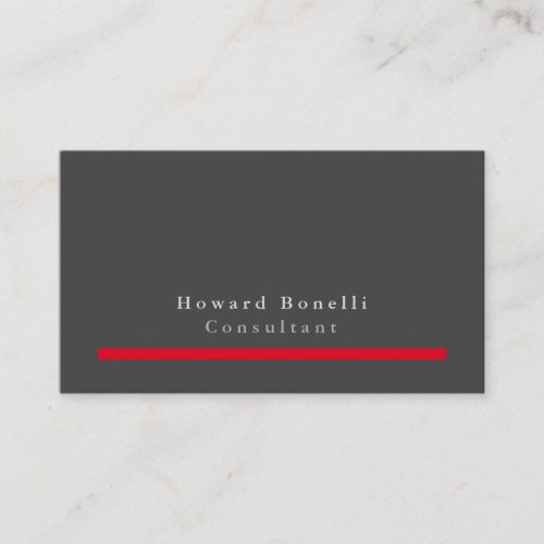 Simple Plain Elegant Grey Red Professional Modern Business Card