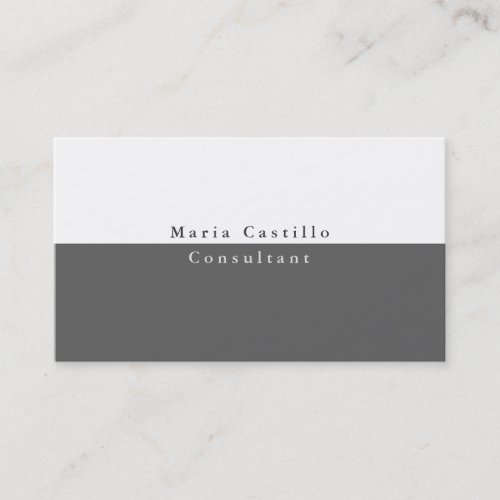 Simple Plain Elegant Grey White Minimalist Modern Business Card