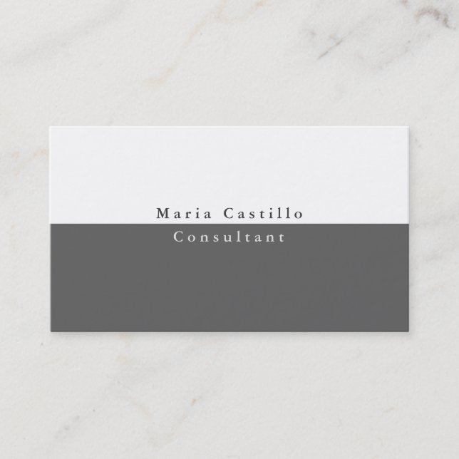 Simple Plain Elegant Grey White Minimalist Modern Business Card (Front)