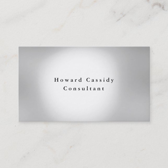 Simple Plain Elegant Grey White Minimalist Modern Business Card (Front)