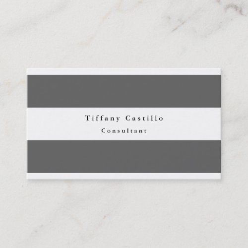 Simple Plain Elegant Grey White Striped Minimalist Business Card