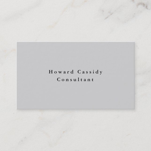 Simple Plain Elegant Light Gray Minimalist Modern Business Card (Front)