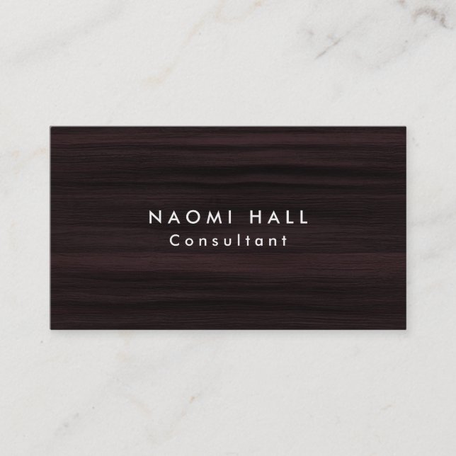 Simple Plain Elegant Modern Brown Wood Minimalist Business Card (Front)