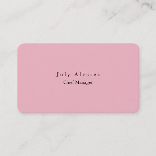 Simple Plain Elegant Modern Pink Feminine Business Card