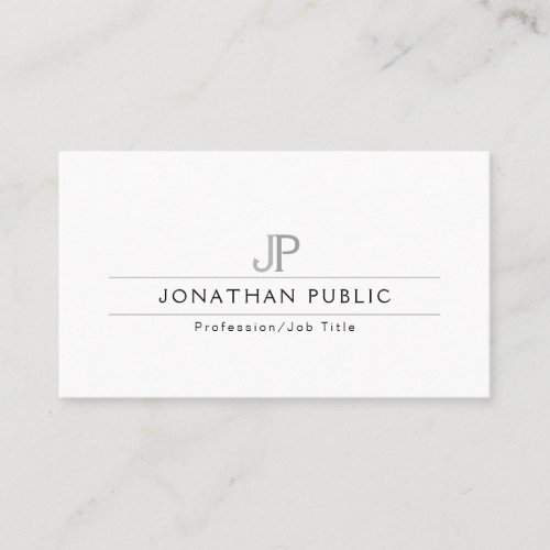 Simple Plain Elegant Modern Professional Monogram Business Card