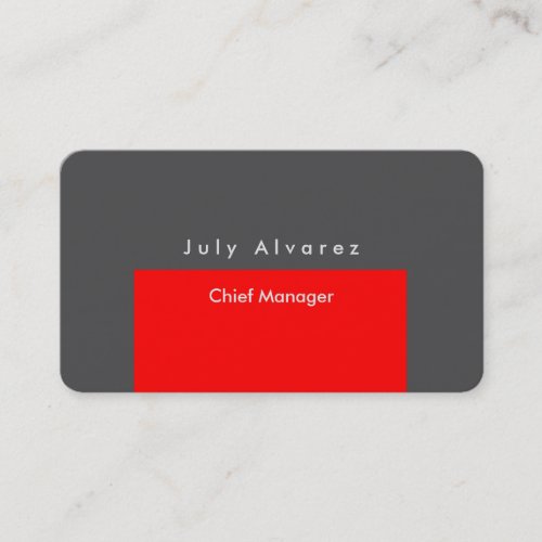 Simple Plain Elegant Modern Red Grey Minimalist Business Card