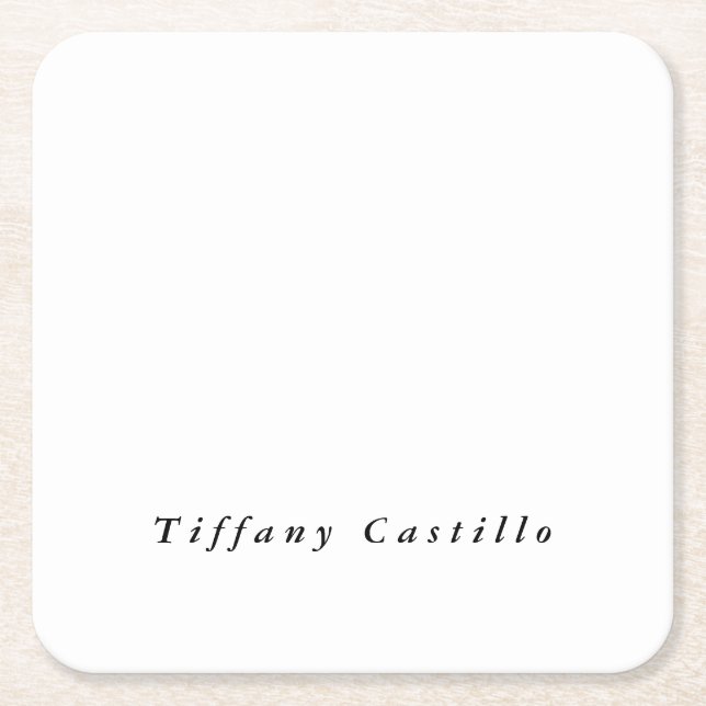 Simple Plain Elegant Modern Square Paper Coaster (Front)