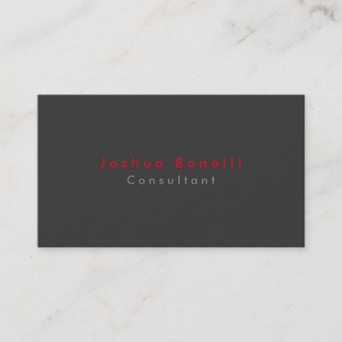 Simple Plain Elegant Red Grey Minimalist Business Card