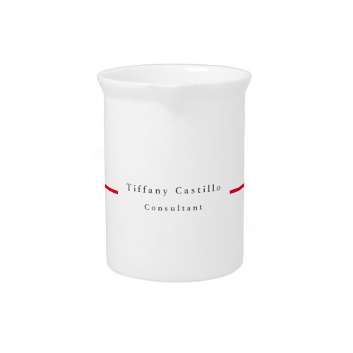 Simple Plain Elegant Red White Minimalist Modern Beverage Pitcher