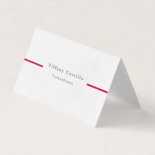 Simple Plain Elegant Red White Minimalist Modern Business Card