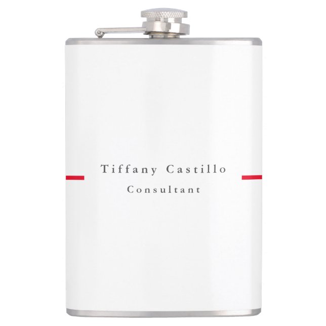 Simple Plain Elegant Red White Minimalist Modern Flask (Front)
