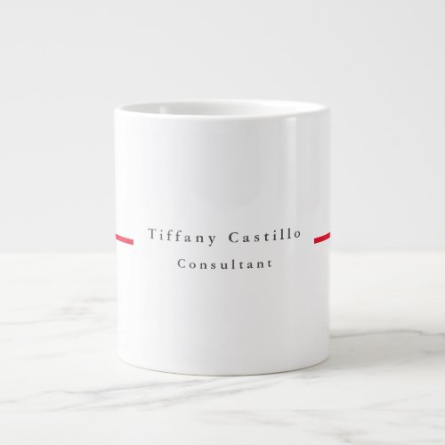 Simple Plain Elegant Red White Minimalist Modern Giant Coffee Mug