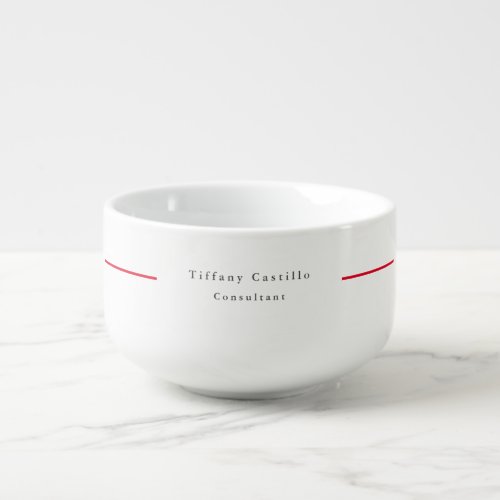 Simple Plain Elegant Red White Minimalist Modern Soup Mug
