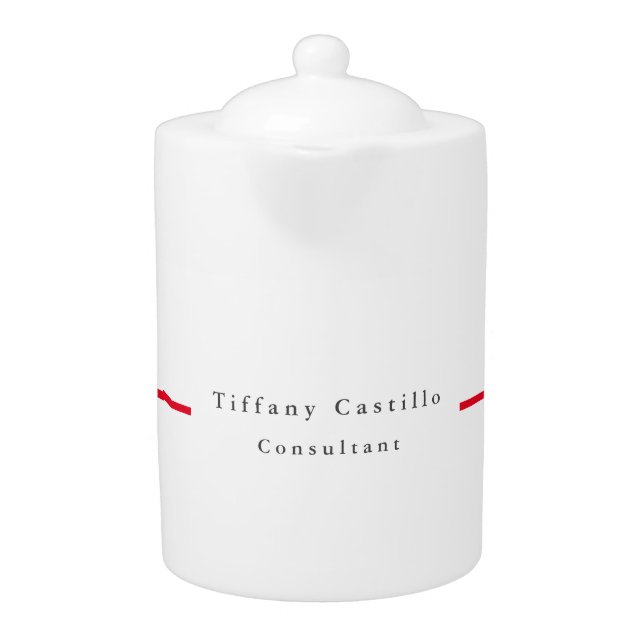 Simple Plain Elegant Red White Minimalist Modern Teapot (Front)