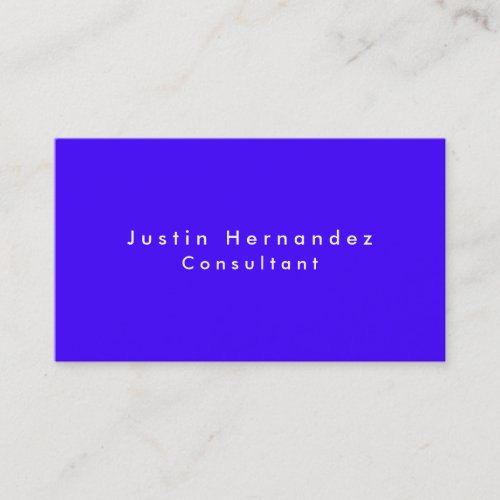 Simple Plain Elegant Ultramarine Blue Minimalist Business Card