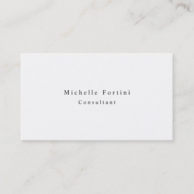 Simple Plain Elegant White Minimalist Modern Business Card (Front)