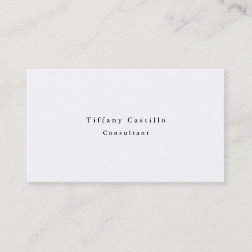 Simple Plain Elegant White Minimalist Modern Business Card