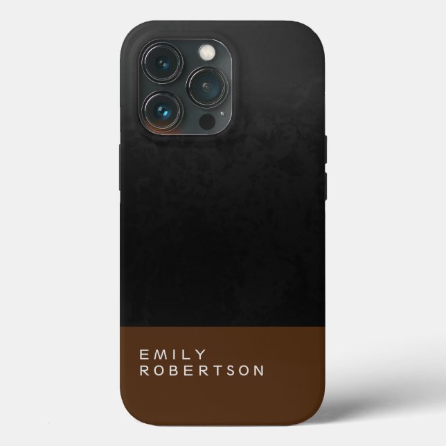 Simple Plain Gray Black Brown Modern Minimalist Case-Mate iPhone Case (Back)