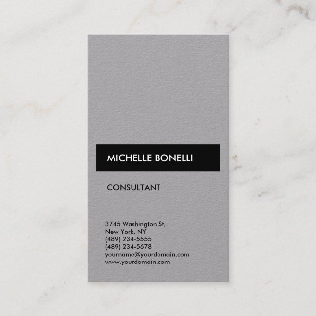Simple Plain Gray Black Trendy Modern Minimalist Business Card (Front)
