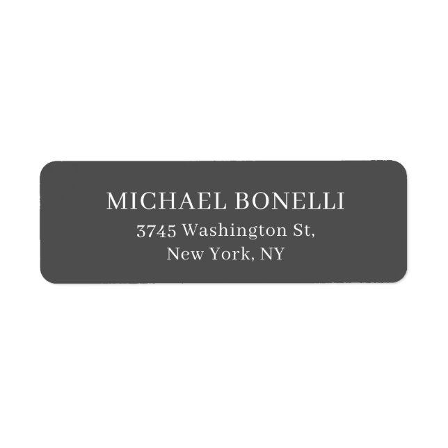 Simple Plain Gray Elegant Serif Font Minimalist Label (Front)