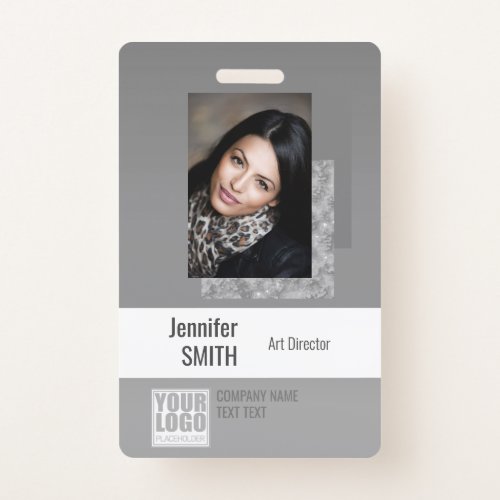 Simple Plain Gray Logo Barcode ID Photo Template Badge