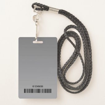 Simple Plain Gray Logo Barcode ID Photo Template Badge | Zazzle