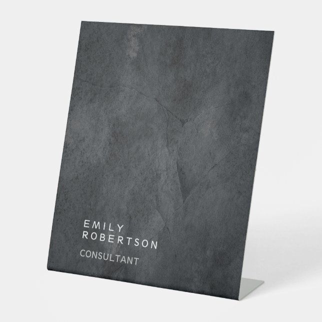 Simple Plain Gray Trendy Modern Minimalist Pedestal Sign (Front)