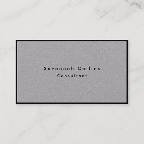 Simple Plain Grey Black Border Minimalist Modern Business Card