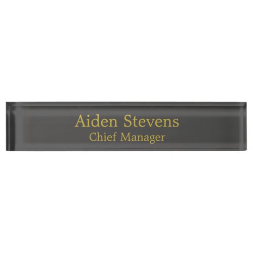 Simple Plain Grey Gold Color Minimalist Desk Name Plate