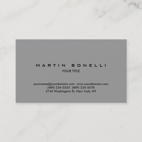 Simple Plain Grey Professional Business Card