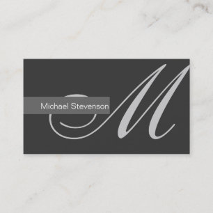 Simple Plain Grey White Monogram Business Card