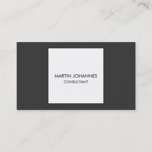 Simple Plain Grey White Square Business Card