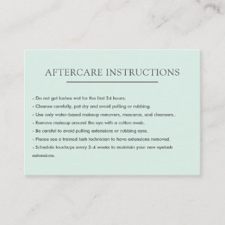 Simple Plain Lash Extension Microblading Aftercare Business Card