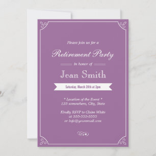 Simple Plain Lavender Retirement Party Invitations
