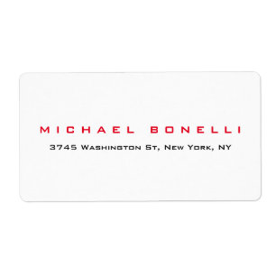 Simple Plain Legible Red White Address Label