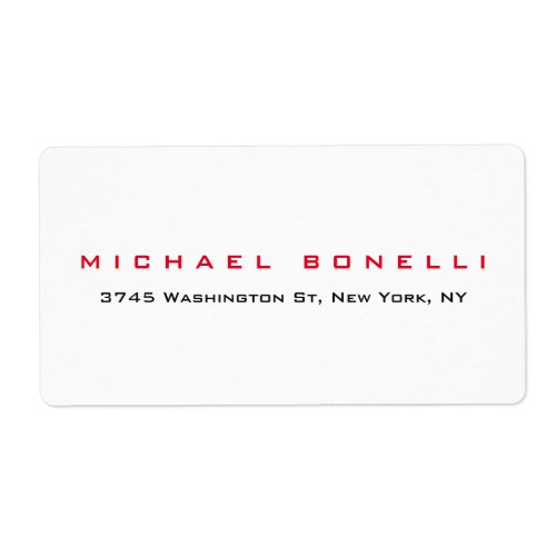 Simple Plain Legible Red White Address Label