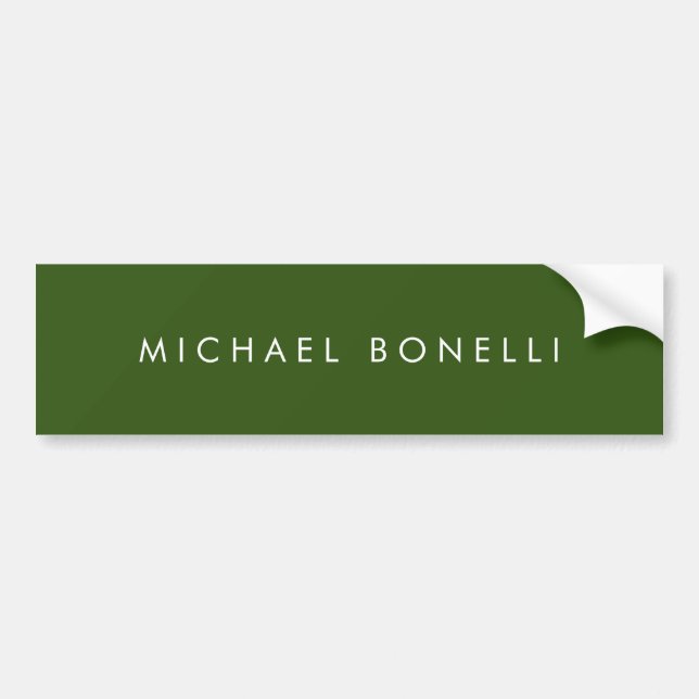 Simple Plain Minimal Elegant Modern Forest Green Bumper Sticker (Front)