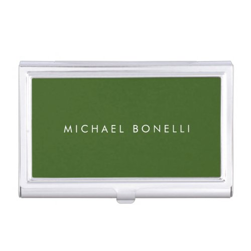 Simple Plain Minimal Elegant Modern Forest Green Business Card Case