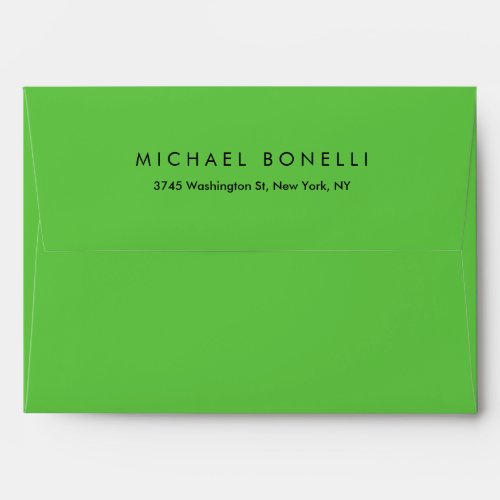Simple Plain Minimal Elegant Modern Green Floral Envelope