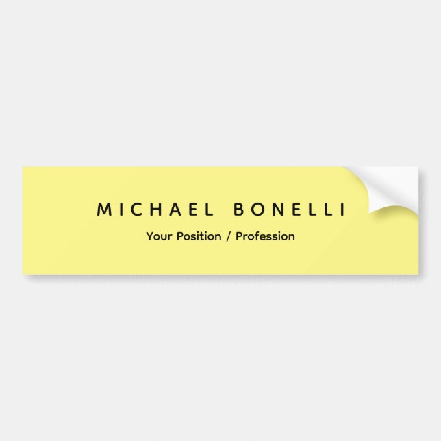 Simple Plain Minimal Elegant Modern Light Yellow Bumper Sticker (Front)