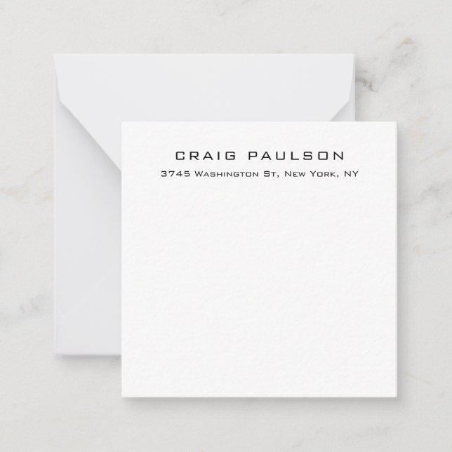Simple Plain Minimalist Elegant Classical Design Note Card (Front)