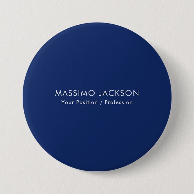 Simple Plain Minimalist Elegant Modern Blue Button (Front)
