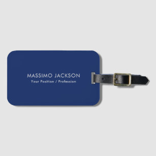 Simple Plain Minimalist Elegant Modern Blue Luggage Tag