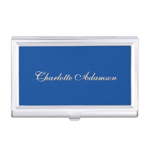 Simple Plain Minimalist Elegant Modern Deep Blue Business Card Case